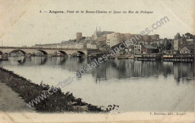 Carte postale ancienne Pont de la Basse-Chaine et Quai du Roi de Pologne — Angers (Maine-et-Loire)