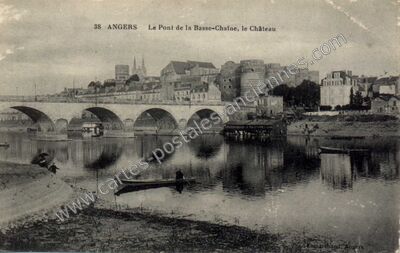 Carte postale ancienne Le Pont de la Basse-Chaîne, le Château — Angers (Maine-et-Loire)