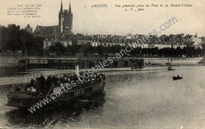 Carte postale ancienne Vue générale prise du Pont de la Haute-Chaine — Angers (Maine-et-Loire)