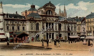 Carte postale ancienne Place du Ralliement - Le Théâtre — Angers (Maine-et-Loire)
