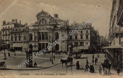 Carte postale ancienne Place du Ralliement, le Théâtre — Angers (Maine-et-Loire)