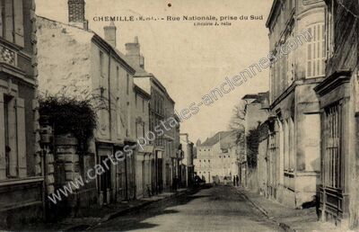 Carte postale ancienne Rue Nationale, prise du Sud — Chemillé (Maine-et-Loire)