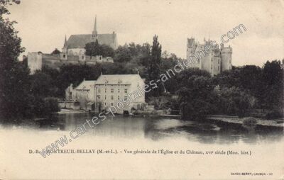 Carte postale ancienne Vue générale de l'Église et du Château, xvie siècle — Montreuil-Bellay (Maine-et-Loire)