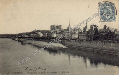 Carte postale ancienne Perspective du Quai de Limoges — Saumur (Maine-et-Loire)
