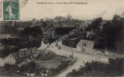 Carte postale ancienne Quai et Route de Château-Gontier — Segré (Maine-et-Loire)