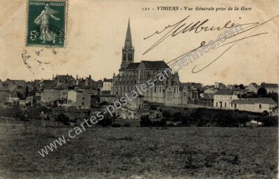 Carte postale ancienne Vue Générale prise de la Gare — Vihiers (Maine-et-Loire)