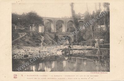 Carte postale ancienne La Baraque - Confluent du Lot et du Bouisset / Viaduc de la ligne Mende-La Bastide — Badaroux (Lozère)