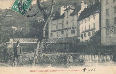 Carte postale ancienne Les Hôtels — Bagnols-les-Bains (Lozère)