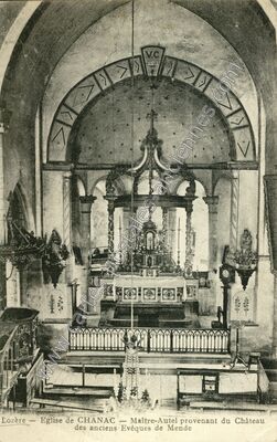 Carte postale ancienne Eglise de CHANAC — Maître-Autel provenant du Château des anciens Evêques de Mende — Chanac (Lozère)