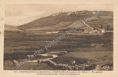 Carte postale ancienne Châteauneuf-de-Randon et l'Habitarelle — Châteauneuf-de-Randon (Lozère)
