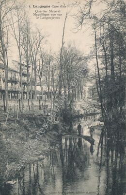 Carte postale ancienne Cure d'air Quartier Malaval Magnifique vue sur le Langouyroux — Langogne (Lozère)