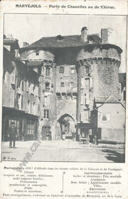 Carte postale ancienne Porte de Chanelles ou de Chirac — Marvejols (Lozère)