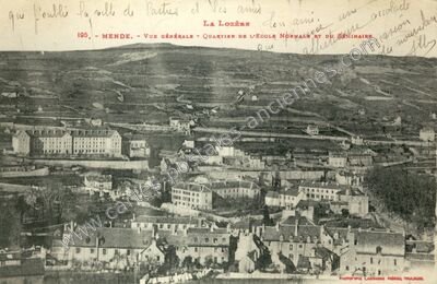 Carte postale ancienne Vue générale - Quartier de l'École Normale et du Séminaire — Mende (Lozère)