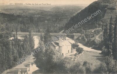 Carte postale ancienne Vallée du Lot au Pont Neuf — Mende (Lozère)