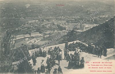 Carte postale ancienne La Terrasse de l'Ermitage et Mende dans le fond — Mende (Lozère)