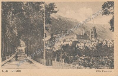Carte postale ancienne Allée Piencourt — Mende (Lozère)