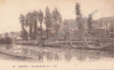 Carte postale ancienne Les Bords du Lot — Mende (Lozère)