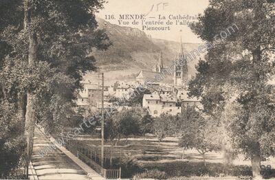 Carte postale ancienne La Cathédrale. Vue de l'entrée de l'allée — Mende (Lozère)