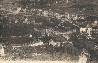 Carte postale ancienne Quartiers de Berlière et de Chaldecoste — Mende (Lozère)