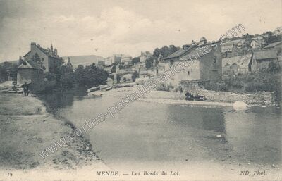 Carte postale ancienne Les Bords du Lot — Mende (Lozère)