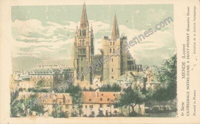 Carte postale ancienne Cathédrale Notre-Dame & Saint-Primat (Ensemble Ouest) — Mende (Lozère)