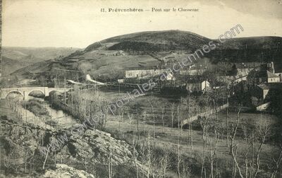 Carte postale ancienne Pont sur le Chassezac — Prévenchères (Lozère)