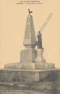Carte postale ancienne Le Monument aux Morts — Rimeize (Lozère)