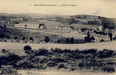 Carte postale ancienne Aciéries Firminy — Saint-Chély-d'Apcher (Lozère)