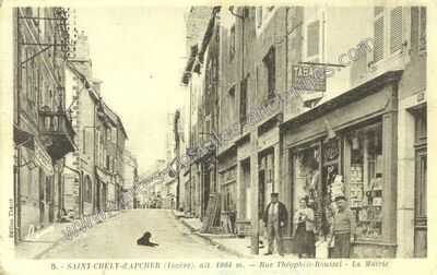 Carte postale ancienne Rue Théophile-Roussel - La Mairie — Saint-Chély-d'Apcher (Lozère)