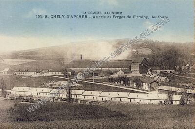 Carte postale ancienne Acierie et Forges de Firminy, les fours — Saint-Chély-d'Apcher (Lozère)
