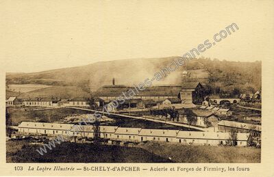 Carte postale ancienne Acierie et Forges de Firminy, les fours — Saint-Chély-d'Apcher (Lozère)