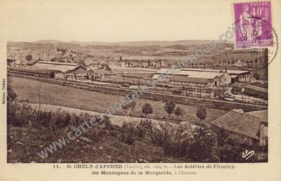 Carte postale ancienne Les Aciéries de Firminy, les Montagnes de la Margeride, à l'horizon — Saint-Chély-d'Apcher (Lozère)