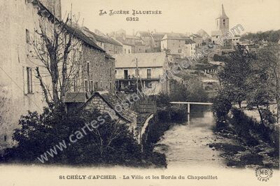Carte postale ancienne La Ville et les Bords du Chapouillet — Saint-Chély-d'Apcher (Lozère)