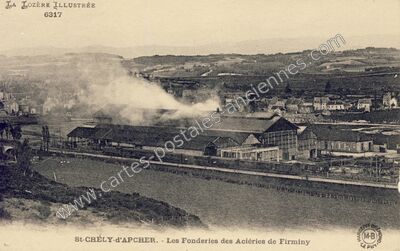Carte postale ancienne Les Fonderies des Aciéries de Firminy — Saint-Chély-d'Apcher (Lozère)