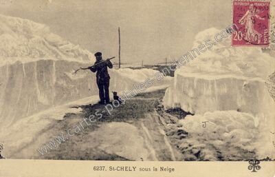 Carte postale ancienne St-CHELY sous la Neige — Saint-Chély-d'Apcher (Lozère)