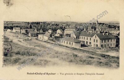 Carte postale ancienne Vue générale et Hospice Théophile Roussel — Saint-Chély-d'Apcher (Lozère)