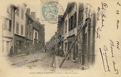 Carte postale ancienne Rue Principale — Saint-Chély-d'Apcher (Lozère)