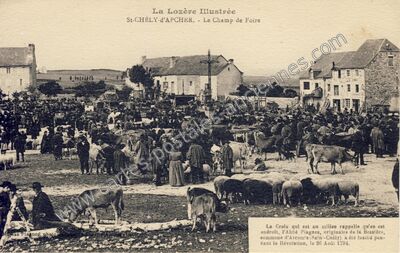 Carte postale ancienne Le Champ de Foire — Saint-Chély-d'Apcher (Lozère)
