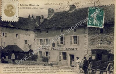 Carte postale ancienne Hôtel PEZON chez BONNET — Saint-Chély-d'Apcher (Lozère)
