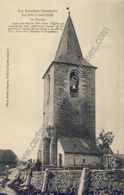 Carte postale ancienne Le Clocher — Saint-Chély-d'Apcher (Lozère)