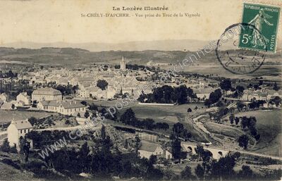 Carte postale ancienne La Lozère illustrée - Vue prise du Truc de la Vignole — Saint-Chély-d'Apcher (Lozère)
