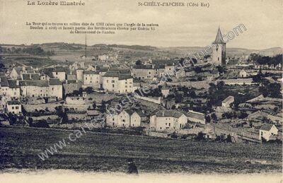 Carte postale ancienne La Tour qui se trouve au milieu date de 1362 — Saint-Chély-d'Apcher (Lozère)