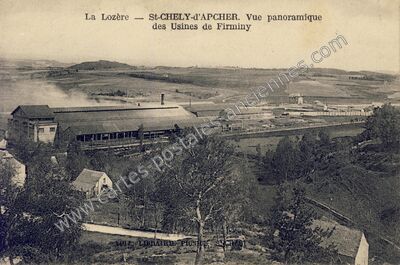 Carte postale ancienne Vue panoramique des Usines de Firminy — Saint-Chély-d'Apcher (Lozère)