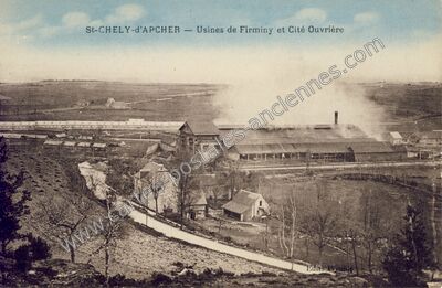 Carte postale ancienne Usines de Firminy et Cité Ouvrière — Saint-Chély-d'Apcher (Lozère)