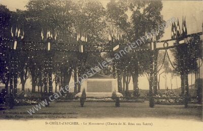 Carte postale ancienne Le Monument (Cuvre de M. RÉAL DEL SARTE) — Saint-Chély-d'Apcher (Lozère)