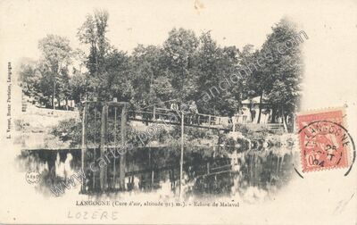 Carte postale ancienne Ecluse de Malaval — Langogne (Lozère)