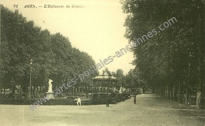 Carte postale ancienne L'Esplanade du Gravier — Agen (Lot-et-Garonne)