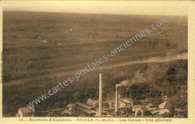 Carte postale ancienne Environs d'Aiguillon. - Les Usines - Vue générale — Nicole (Lot-et-Garonne)