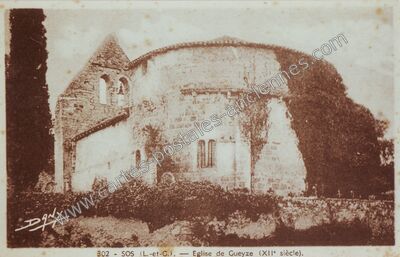 Carte postale ancienne Eglise de Gueyze — Sos (Lot-et-Garonne)