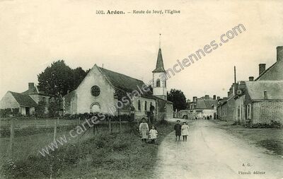 Carte postale ancienne Route de Jouy, l'Eglise — Ardon (Loiret)